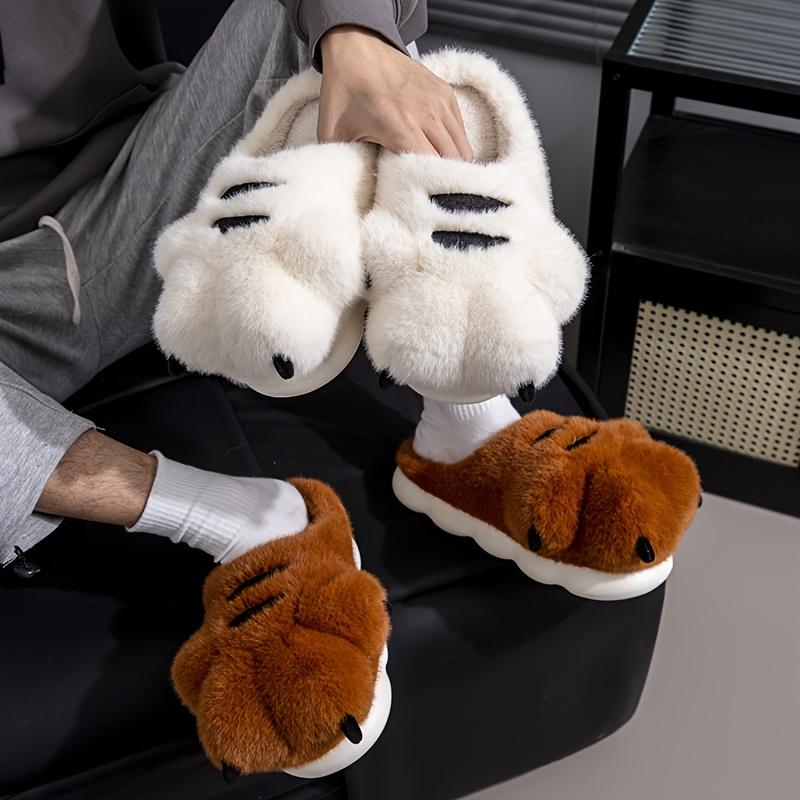 Non-slip Warm Cozy Furry Slippers for Men - Trendy Cute Funny Animal Claw Design Slip On Home Shoes for Autumn and Winter