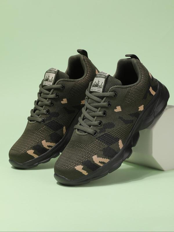 Fashionable Camo Print Lace Up Low Top Sneakers, Casual Comfortable Breathable Letter Design Sports Running Shoes, All-match Basic Shoes for Women