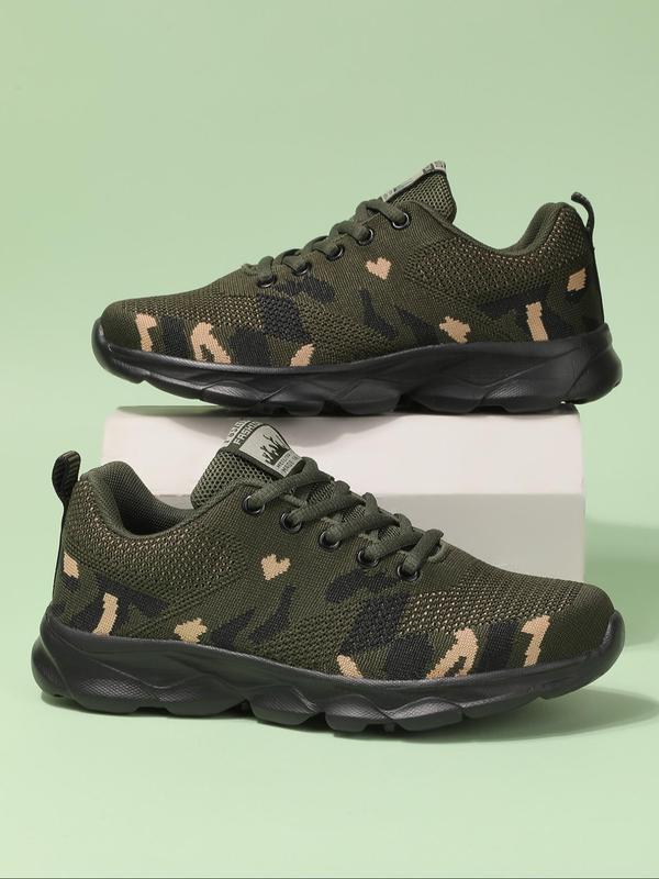 Fashionable Camo Print Lace Up Low Top Sneakers, Casual Comfortable Breathable Letter Design Sports Running Shoes, All-match Basic Shoes for Women