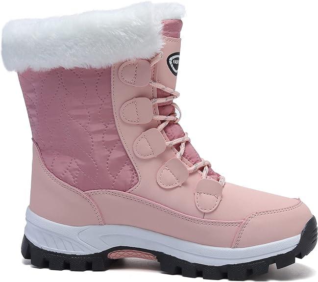 Womens Winter Snow Boots Warm Fur Lined Anti Slip Waterproof Ankle Boots Mid Calf