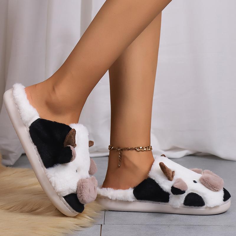 Cute Cow Slippers for Women Men Kawaii Fuzzy Slippers Cozy Soft Cloud Warm Comfy House Slippers for Women Men Walking Shoes Flipflop Footwear Girl