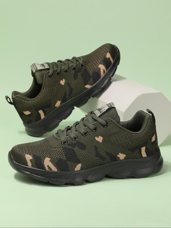 Fashionable Camo Print Lace Up Low Top Sneakers, Casual Comfortable Breathable Letter Design Sports Running Shoes, All-match Basic Shoes for Women