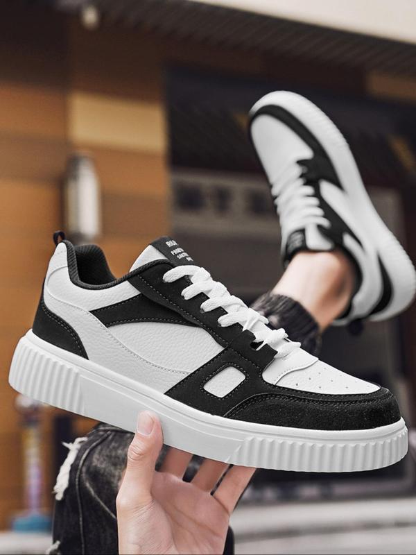 Men's Colorblock Lace Up Low Top Sneakers, Casual Comfortable Breathable Sports Running Shoes, Fashionable Sneakers for Daily Wear