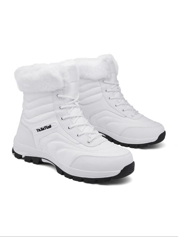 Men's Fashionable Contrast Faux Fur Trim Snow Boots, Casual Warm Ankle Boots for Outdoor Activities, Male All-match Round Toe Shoes for Daily Wear