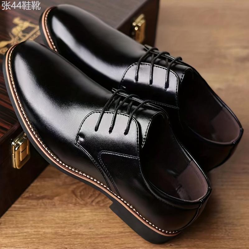 Men's Round Toe Lace-Up Derby Shoes, Wear-resistant Non-Slip Formal Shoes For Wedding Party Business, Middle Aged Men's Footwear Boy Walking Shoes