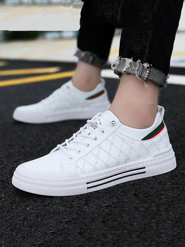 Men's Fashion Letter Print Lace Up Low Top Sneakers, Designer Shoes for Men, Casual Comfortable Breathable Skate Shoes For Daily Life, Male Round Toe All-match Back To School Shoes As Gift