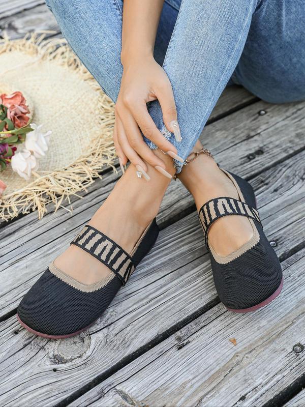 Women's Fashionable Zebra Stripe Pattern Slip on Flats, Casual Comfortable Breathable Round Toe Flat Shoes, All-match Commuter Shoes for Work & Daily Wear