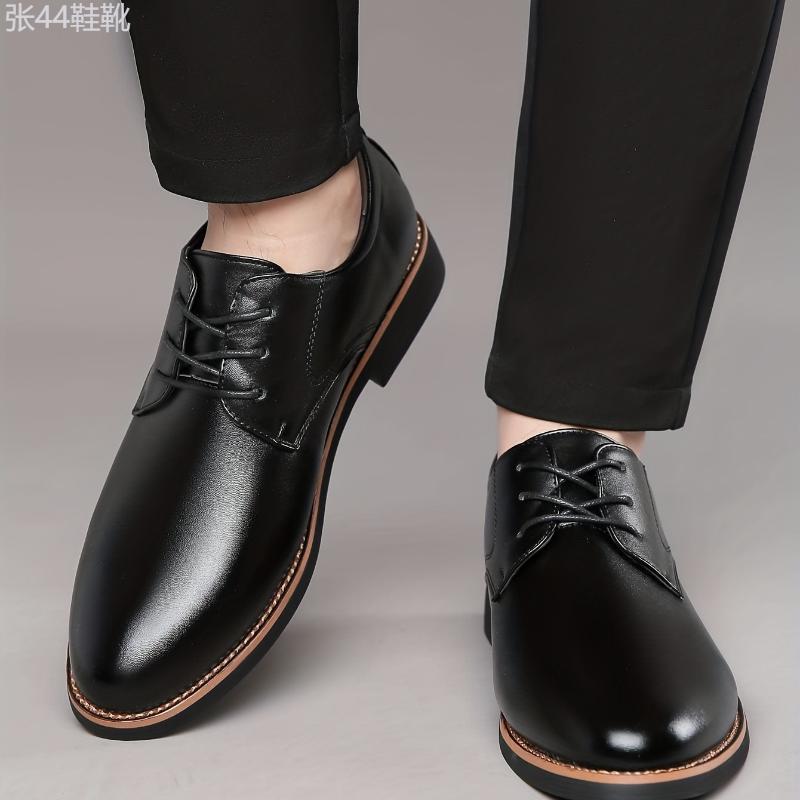 Men's Round Toe Lace-Up Derby Shoes, Wear-resistant Non-Slip Formal Shoes For Wedding Party Business, Middle Aged Men's Footwear Boy Walking Shoes