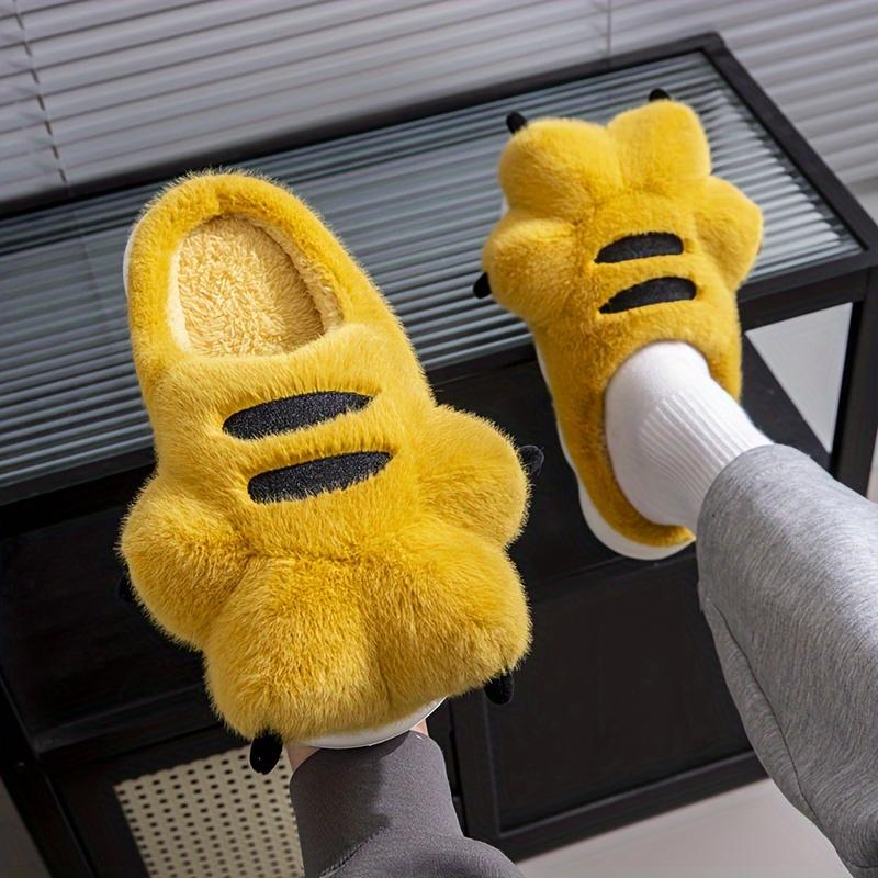 Non-slip Warm Cozy Furry Slippers for Men - Trendy Cute Funny Animal Claw Design Slip On Home Shoes for Autumn and Winter