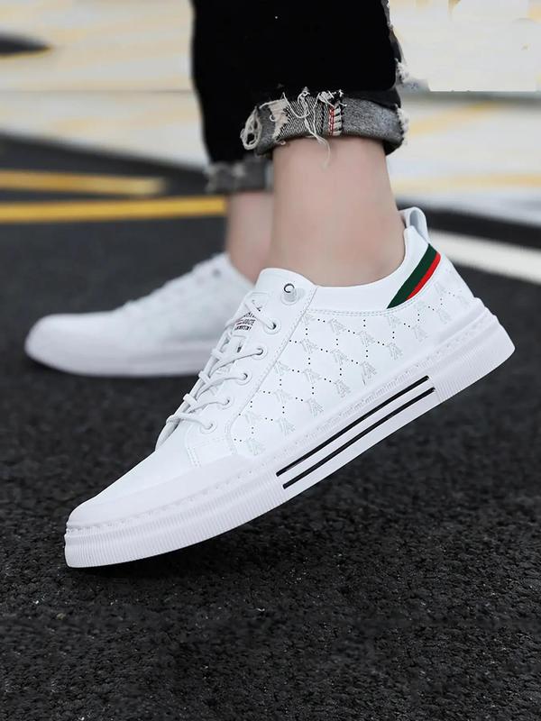 Men's Fashion Letter Print Lace Up Low Top Sneakers, Designer Shoes for Men, Casual Comfortable Breathable Skate Shoes For Daily Life, Male Round Toe All-match Back To School Shoes As Gift