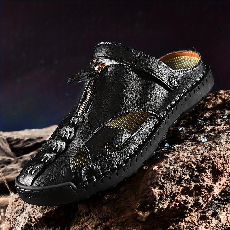 Men's Casual Sandals Slippers Outdoor Leather Closed Toe Beach Shoes