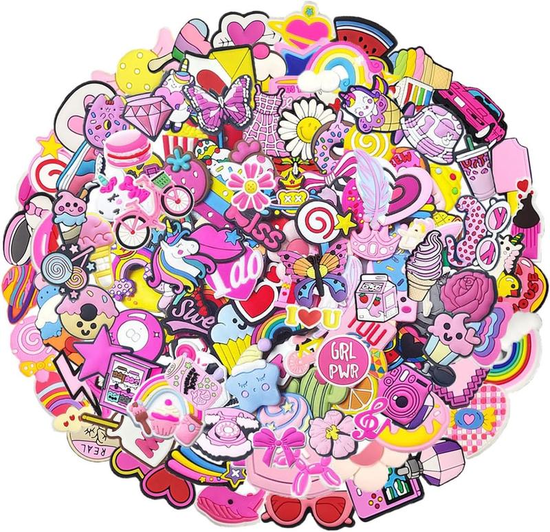 35,50,100Pcs Random Shoe Charms for Girls Cartoon Cute PVC Shoes Accessories Charms,Lovely Charms Pack for ,Kawaii Pink Charms Shoe Decorations & Bracelet Wristband Party Gifts