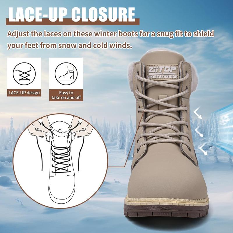 Mens Snow Winter Boots Waterproof Lined Warm Zipper Closure Ankle Boots