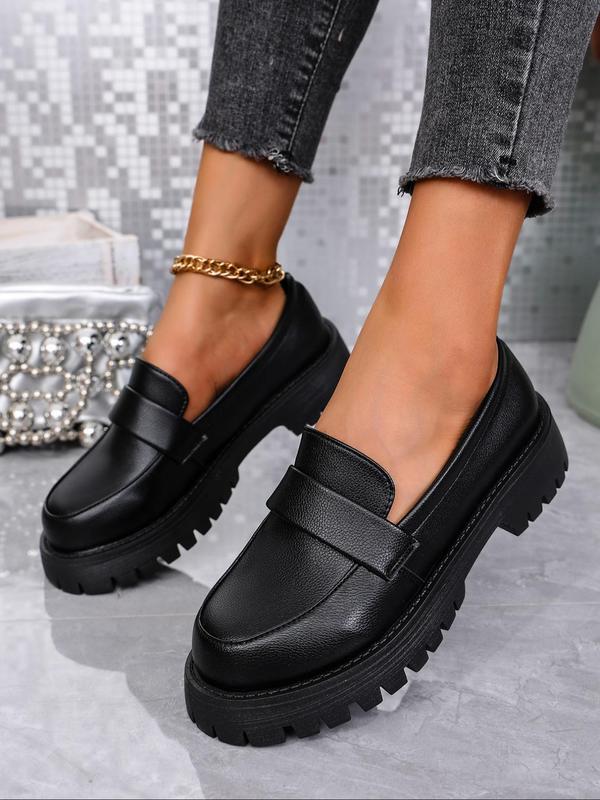 Women's Fashionable Solid Color Slip on Loafers, Casual Comfortable Round Toe Flat Shoes for Daily Wear, Lightweight Breathable Shoes for All Seasons