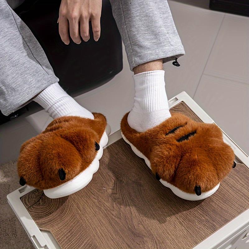 Non-slip Warm Cozy Furry Slippers for Men - Trendy Cute Funny Animal Claw Design Slip On Home Shoes for Autumn and Winter