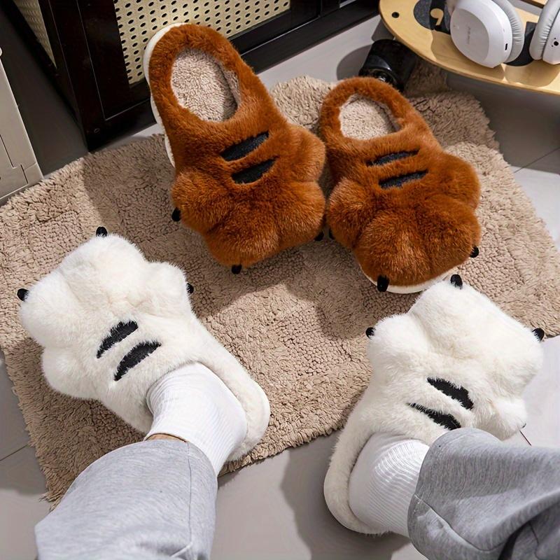 Non-slip Warm Cozy Furry Slippers for Men - Trendy Cute Funny Animal Claw Design Slip On Home Shoes for Autumn and Winter