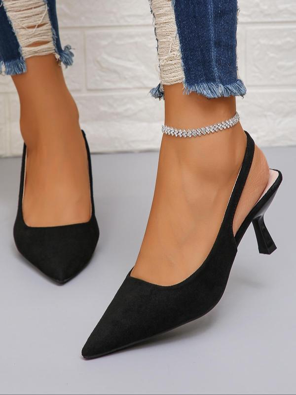 Women's Fashionable Solid Color Pointed Toe Kitten Heel Shoes, 2024 New Style Elegant Slip on Shoes for Party, Daily Clothing Decor for Women & Girls