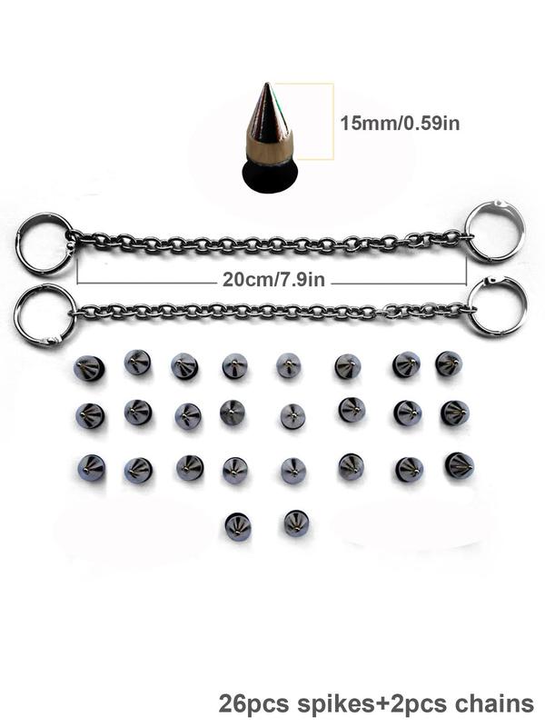 28pcs Punk Gun Spiked Rivet  For Shoes, Fashionable Chain Charms For Vented Clogs DIY Shoes Decoration, Shoes Accessory