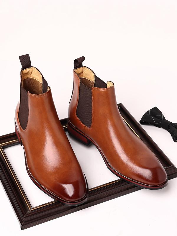 Men's Business Formal PU Leather Chelsea Boots, Classic Retro Boots for Work Office, Male All-match Boots for Daily Wear