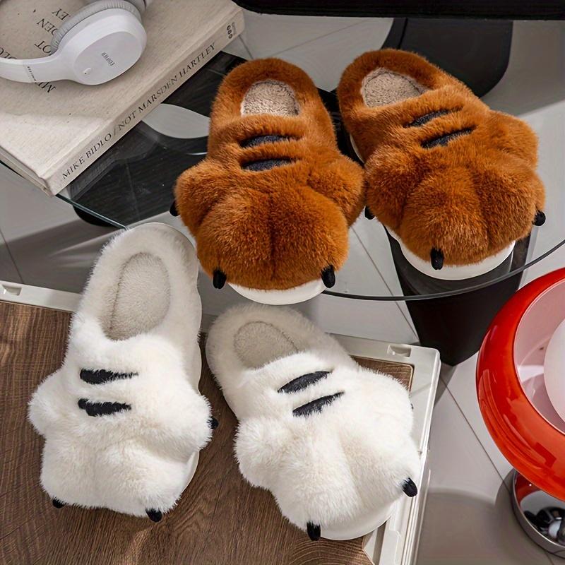 Non-slip Warm Cozy Furry Slippers for Men - Trendy Cute Funny Animal Claw Design Slip On Home Shoes for Autumn and Winter