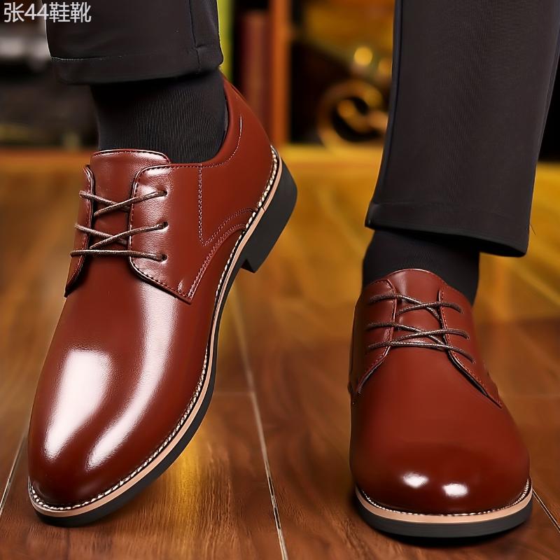 Men's Round Toe Lace-Up Derby Shoes, Wear-resistant Non-Slip Formal Shoes For Wedding Party Business, Middle Aged Men's Footwear Boy Walking Shoes