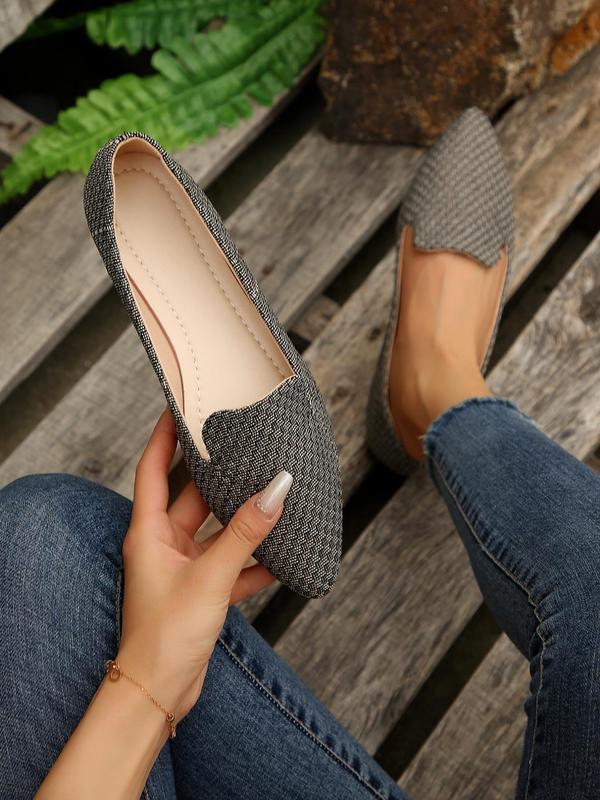 Women's Fashionable Solid Color Pointed Toe Textile Flats, Casual Comfortable Slip on Flats for Daily Wear, Lightweight Comfortable Shoes for Women