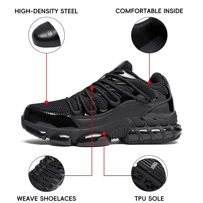 Steel toe shoes anti-puncture and anti-toe injury, suitable for construction site workers and outdoor travel, comfortable and breathable footwear Closed Athletic Running Trainer Training