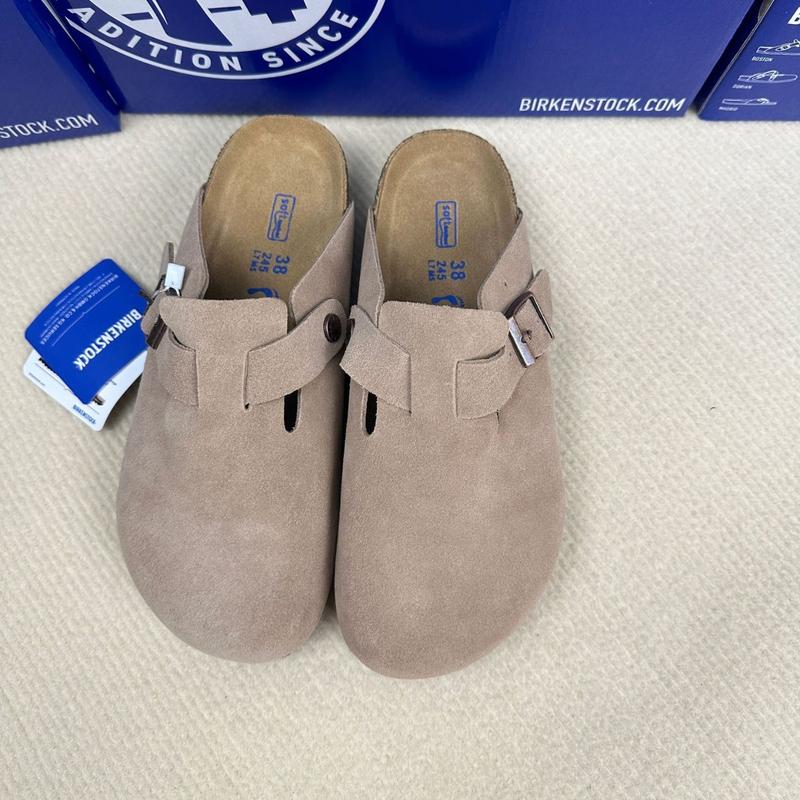 BIRKENSTOCK Genuine Leather Cork Sole Clogs for Couples - Stylish Open-Toe Sandals for Everyday Wear