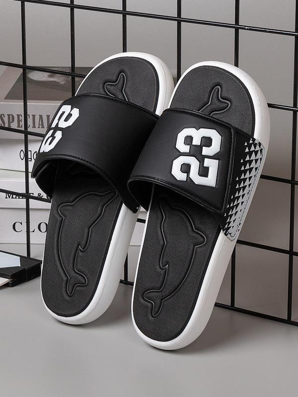 Men's Fashionable Number Graphic Slides, Casual Walking Shoes for Boy, Comfortable Slippers, Light Weight Footwear, Comfortable Home Slippers for Men, Non-slip Soft Slippers for Indoor & Outdoor Wear