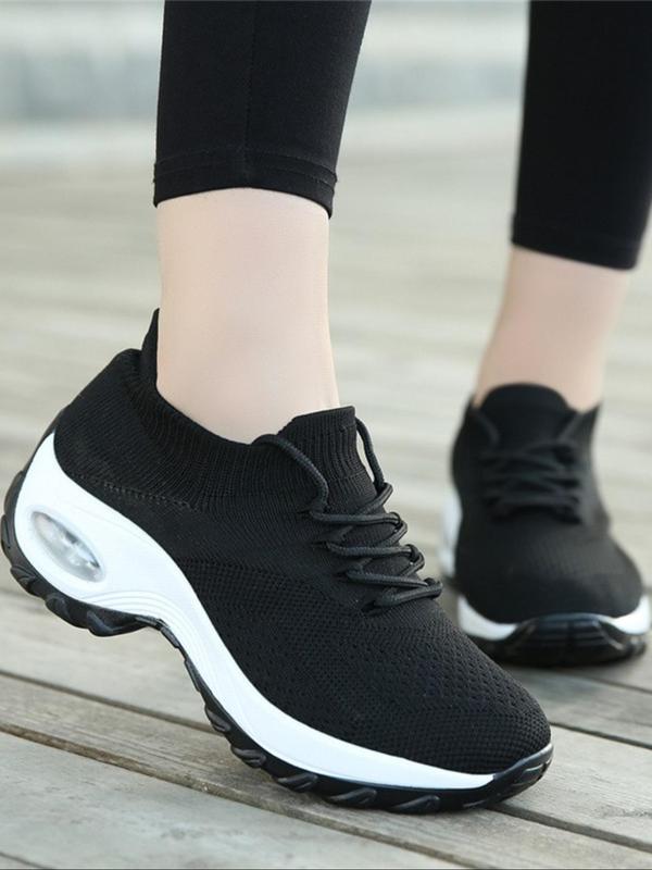 Women's Fashionable Lace Up Low Top Sneakers, Casual Comfortable Breathable Sports Running Shoes, All-match Round Toe Chunky Sneakers for Daily Wear