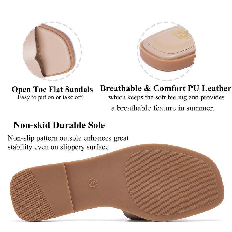 Women's Flat Sandals Slip On Slides Sandals Square Open Toe Fashion Slides Casual Beach Slippers Walking Shoes Footwear  sandals trendy