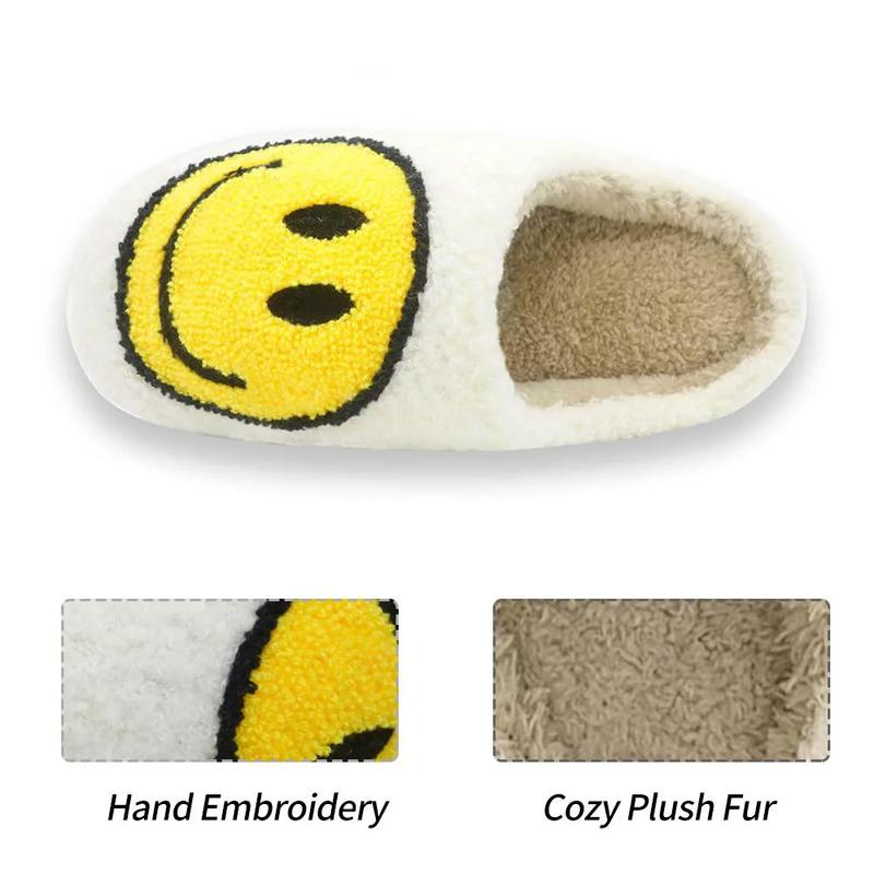 Black Friday Women's Fashion Smiley Pattern Plain Soft Slippers for Valentine's Gift, Casual Home Slippers for Galentinesparty, Fluffy Chunky Bedroom Slippers for Fall & Winter, Platform Slippers, Girl's Walking Shoes, Footwear cute slippers