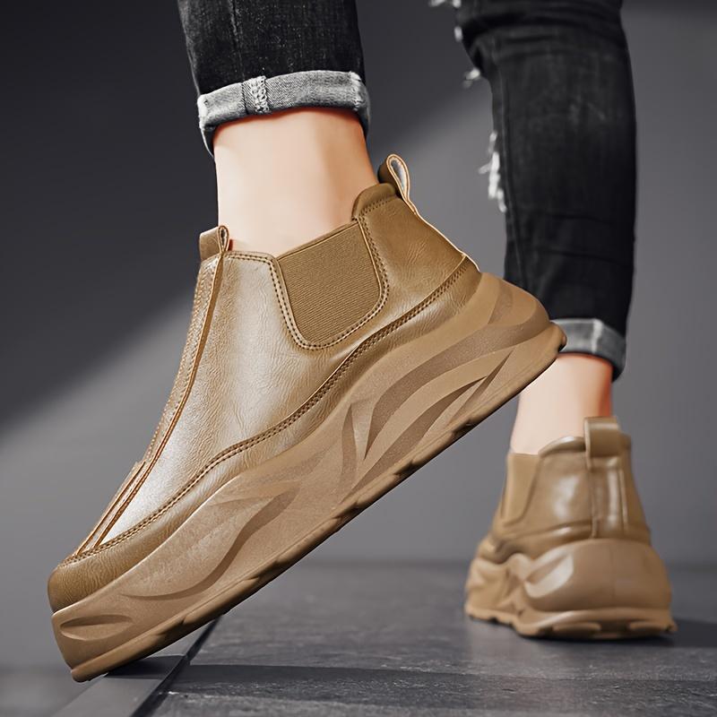 All-Weather High Cut Card Boots-Fashion Platform, Casual Sports Style, Solid Color PU Fabric, Comfortable Fabric Insole, PVC Shoe Sole, round Toe Shoe Cover Booties, Suitable for Daily Hiking.