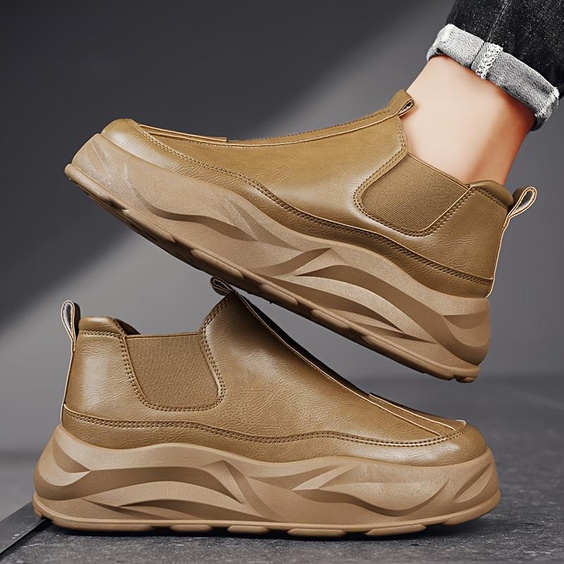 All-Weather High Cut Card Boots-Fashion Platform, Casual Sports Style, Solid Color PU Fabric, Comfortable Fabric Insole, PVC Shoe Sole, round Toe Shoe Cover Booties, Suitable for Daily Hiking.