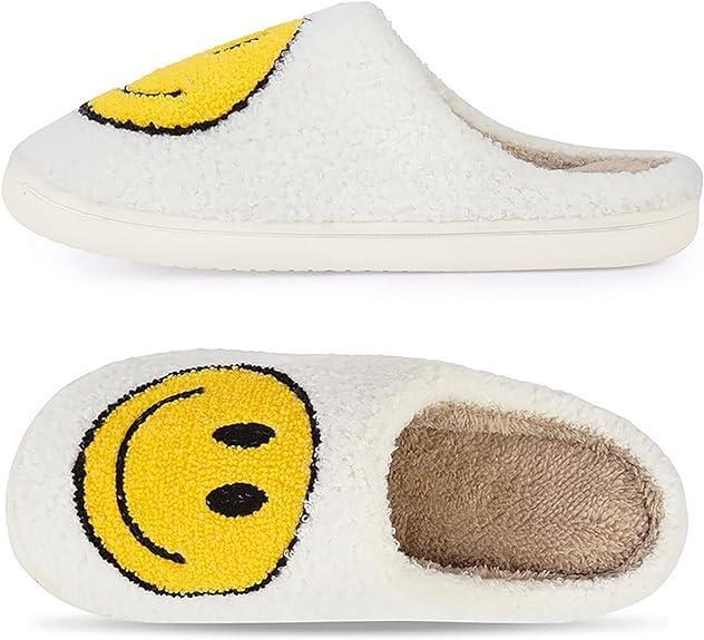 Black Friday Women's Fashion Smiley Pattern Plain Soft Slippers for Valentine's Gift, Casual Home Slippers for Galentinesparty, Fluffy Chunky Bedroom Slippers for Fall & Winter, Platform Slippers, Girl's Walking Shoes, Footwear cute slippers