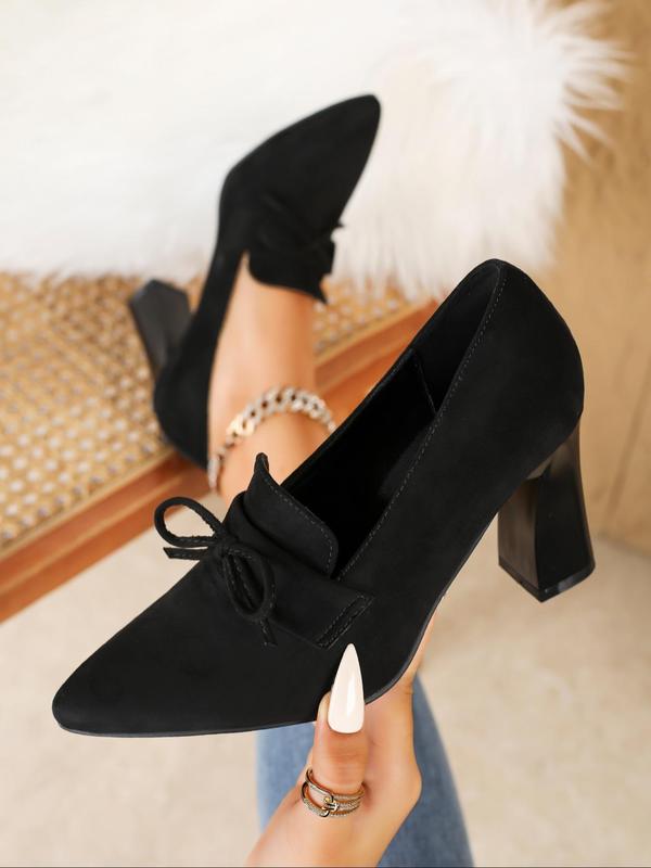 Women's Solid Color Pointed Toe Block Heel Shoes, Elegant Fashionable Pumps for Party, Daily Clothing Decor for Women & Girls