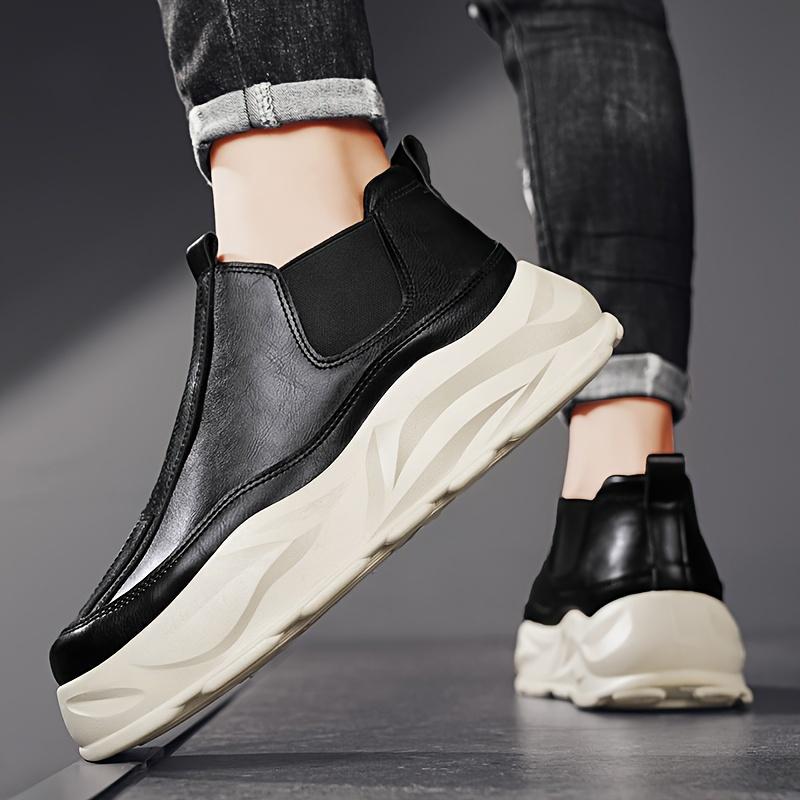 All-Weather High Cut Card Boots-Fashion Platform, Casual Sports Style, Solid Color PU Fabric, Comfortable Fabric Insole, PVC Shoe Sole, round Toe Shoe Cover Booties, Suitable for Daily Hiking.