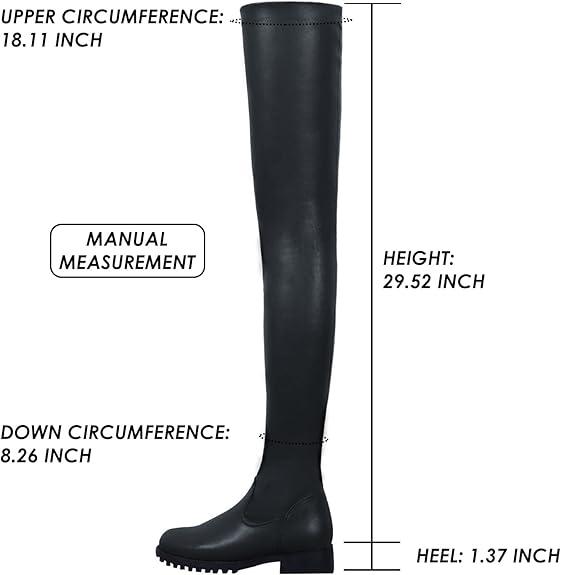 Knee High Boots Women Thigh High Over Knee Stretch Fashion Low Chunky Heel Round Toe Zipper Winter Boots Black Red US4.5-14 Footwear Shoe  Girl chrome heart boston clogs High Heels knee  high Walking Shoes Girl   knee high boots  christmas 2024 ornament