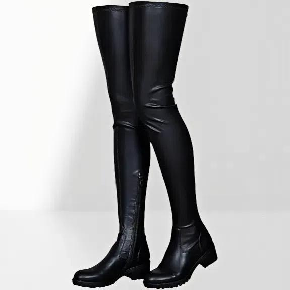 Knee High Boots Women Thigh High Over Knee Stretch Fashion Low Chunky Heel Round Toe Zipper Winter Boots Black Red US4.5-14 Footwear Shoe  Girl chrome heart boston clogs High Heels knee  high Walking Shoes Girl   knee high boots  christmas 2024 ornament