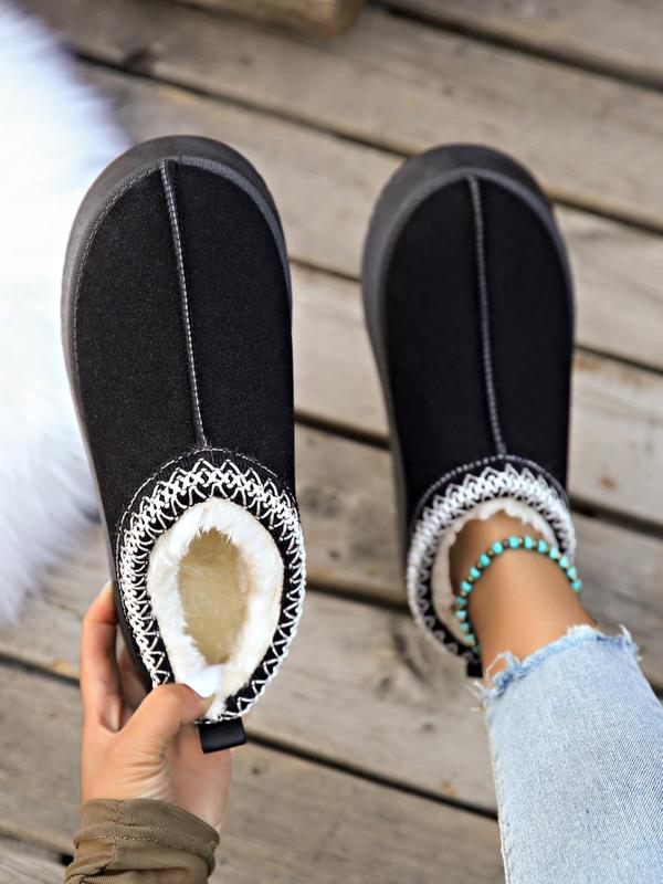 Women's Solid Color Fluffy Plush Slippers, Casual Comfortable Thick Sole Slippers for Indoor & Outdoor Wear, Fluffy Winter House Shoes for Women & Girls