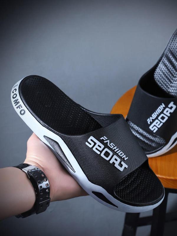 Men's Letter Print Fashion Slippers, Casual Comfortable Home Slippers, Non-slip Soft Slippers for Indoor & Outdoor Wear