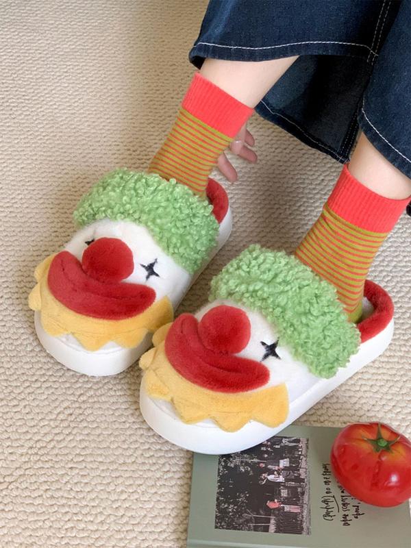 Cartoon Clown Design Slippers, Casual Soft Comfortable Home Slippers, Warm Slippers for Indoor & Outdoor Use for Fall & Winter