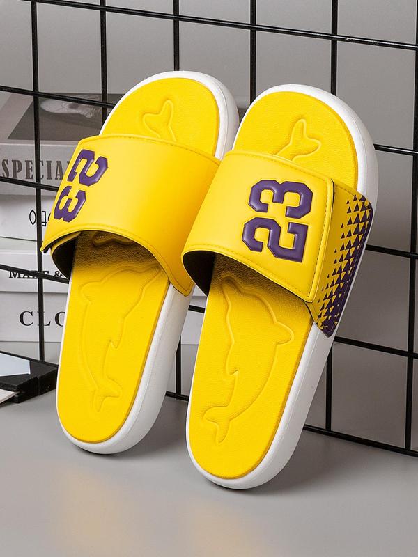 Men's Fashionable Number Graphic Slides, Casual Walking Shoes for Boy, Comfortable Slippers, Light Weight Footwear, Comfortable Home Slippers for Men, Non-slip Soft Slippers for Indoor & Outdoor Wear