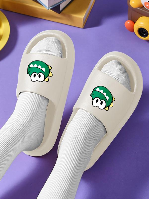 Men's Summer 2024 Cartoon Dinosaur Pattern Slides, Casual Soft Comfortable Wide Band Design Home Slippers, Indoor and Outdoor Bathroom Slippers