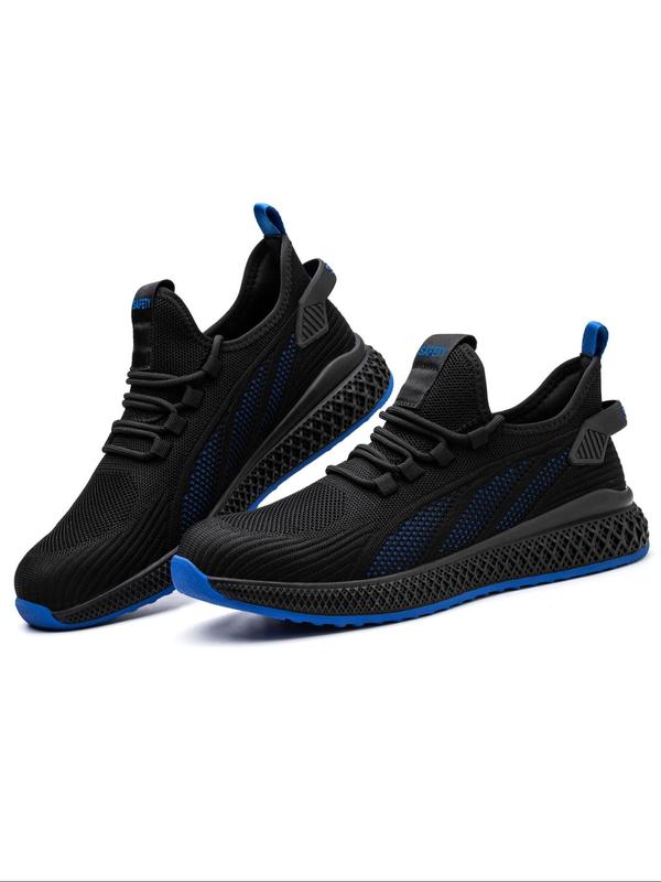 Men's Casual Lace Up Low Top Safety Shoes, Breathable Non-slip Rubber Sole Work Shoes, Fashionable Sneakers for Daily Wear