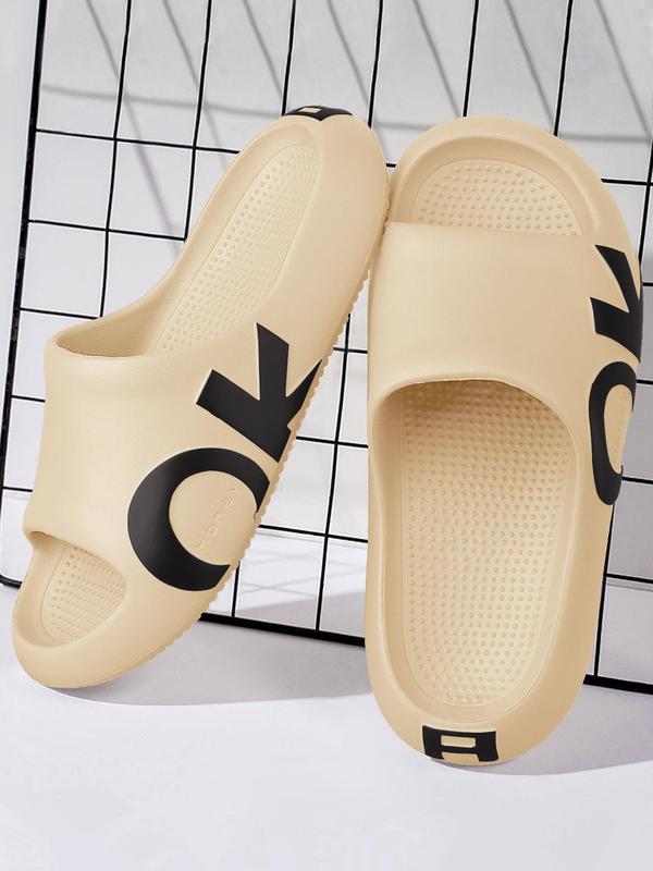 Sporty Minimalist Letters Graphic Slides for Men, Soft Comfy Lightweight Non-slip Home Walking Shoes for Men, Boy Summer 2024 Chic Slippers for Indoor and Outdoor Wear