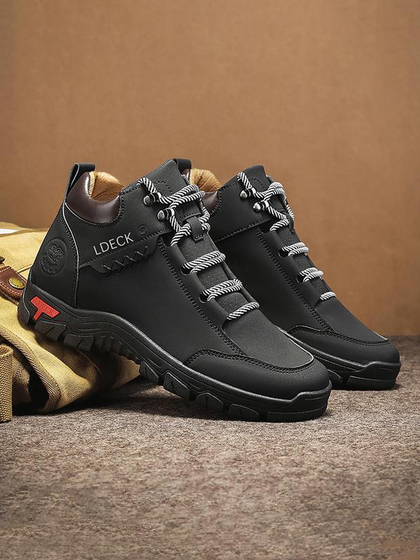 Men's Fashionable Plain Color Ankle Boots, Casual Comfortable Lace Up Boots for Daily Wear, Perfect for Students and Outdoor Sports Winter Shoes