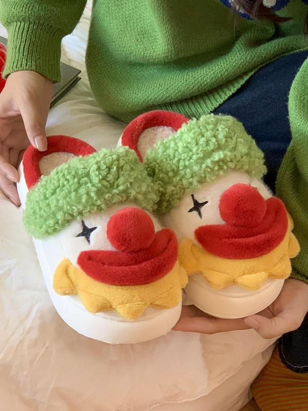 Cartoon Clown Design Slippers, Casual Soft Comfortable Home Slippers, Warm Slippers for Indoor & Outdoor Use for Fall & Winter