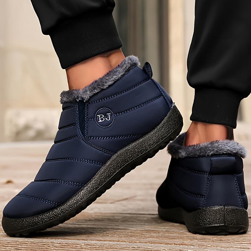 Winter Warmth & Style: Men's Cozy Plush-Lined Ankle Boots, Non-Slip, Perfect for Outdoor Hiking and Casual Wear Boy Walking Shoes