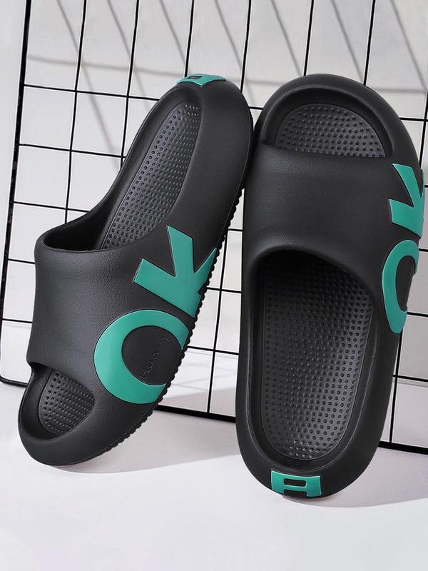 Sporty Minimalist Letters Graphic Slides for Men, Soft Comfy Lightweight Non-slip Home Walking Shoes for Men, Boy Summer 2024 Chic Slippers for Indoor and Outdoor Wear